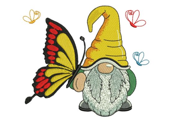 Butterfly Gnome Embroidery Design