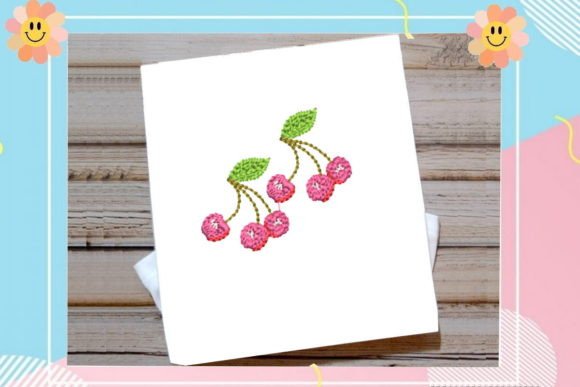 Cute Pink Cherry Embroidery Design