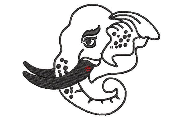 Ivory Thai Elephant Embroidery