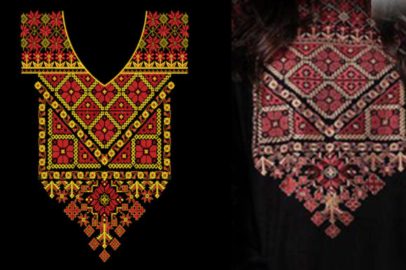 Women's Dress Neckline Embroidery Design